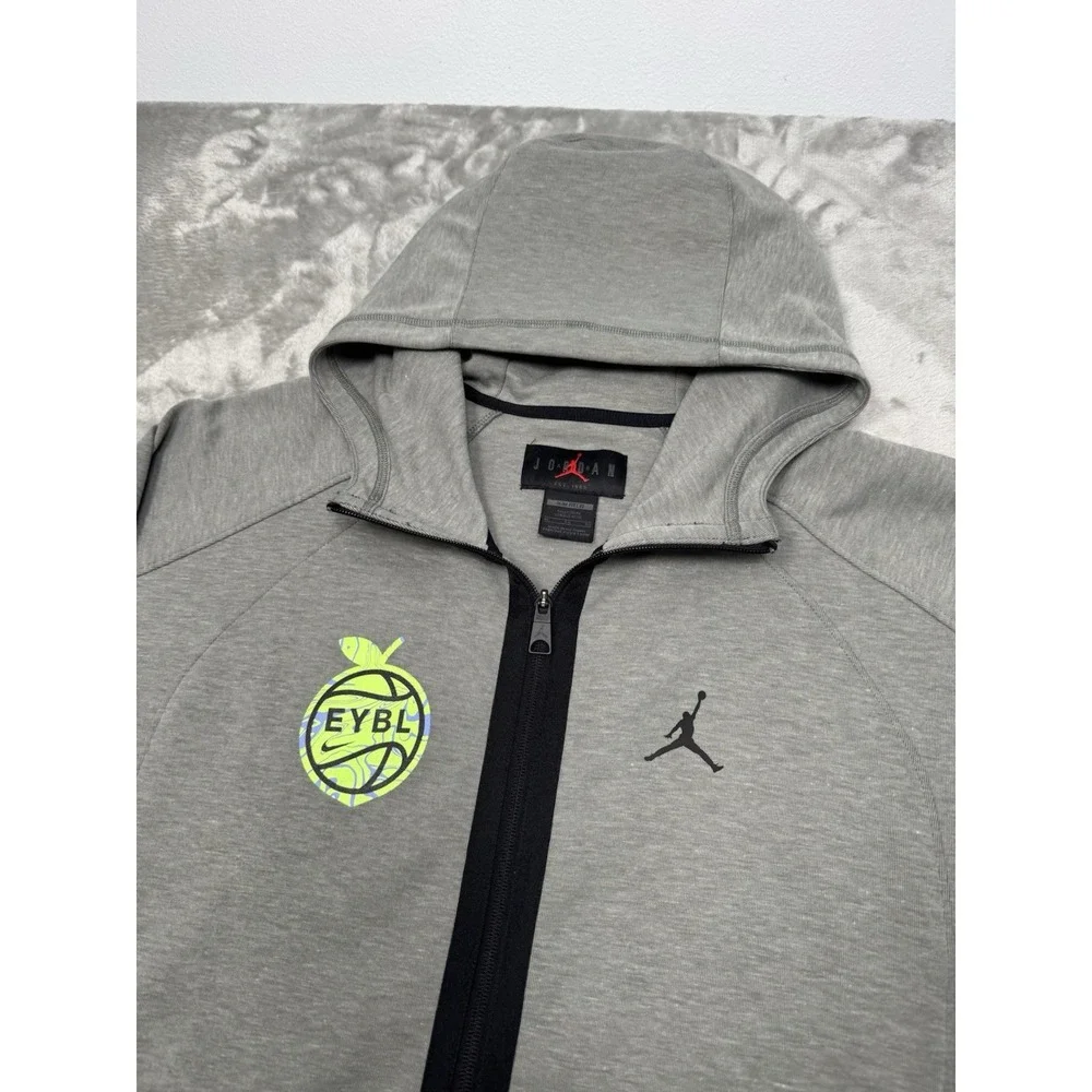 Nike Air Jordan EYBL Hoodie Mens XL Gray Full Zip Jacket Sweatshirt Fleece Tech